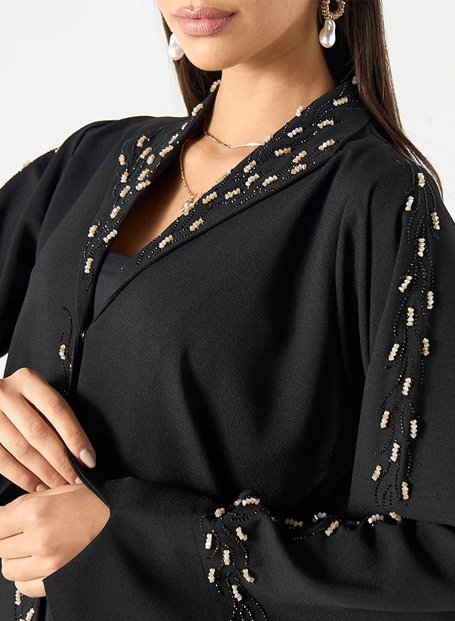 Hadiyath Al Madinah Black Embroidered Abaya - HM