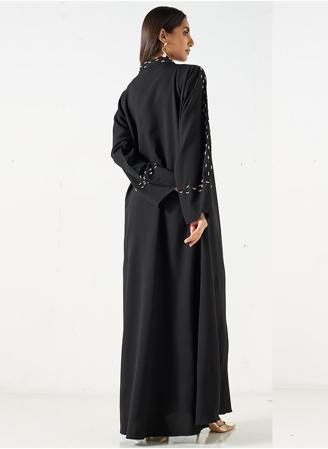 Hadiyath Al Madinah - Black Embroidered Abaya - HM - Image 1