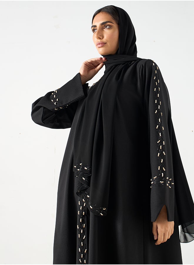 Hadiyath Al Madinah - Black Embroidered Abaya - HM - Image 1