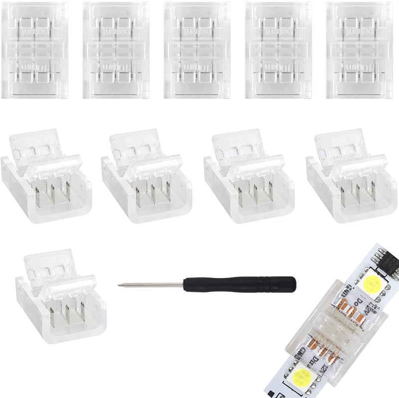 Generic Aroidful 10Pcs Led Light Connectors 3 Pin Upgraded Gapless Solderless Strip to Strip Quick Connector Universal for 10mm Waterproof and Non-Waterproof WS2811 WS2812B LED Strip Light  - Image 1