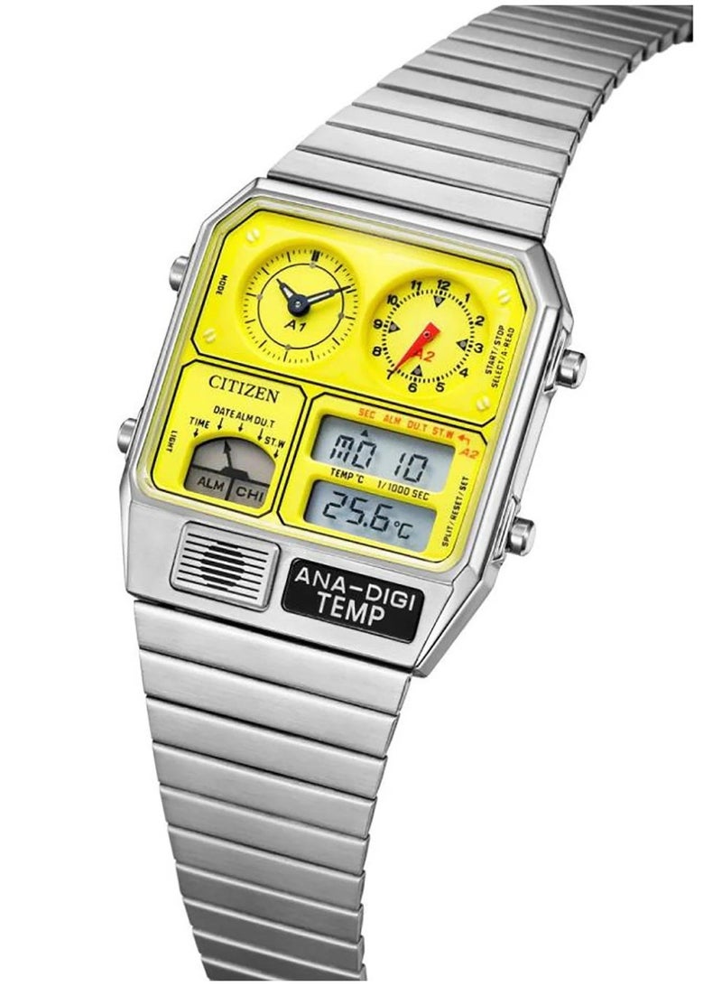 CITIZEN Limited Edition Ana-Digi Temp Men’s Watch JG2170-59Y, 40.6 mm Yellow Analog-Digital Dial, Stainless Steel Case & Bracelet, Thermometer Display, 50 m WR - Image 1