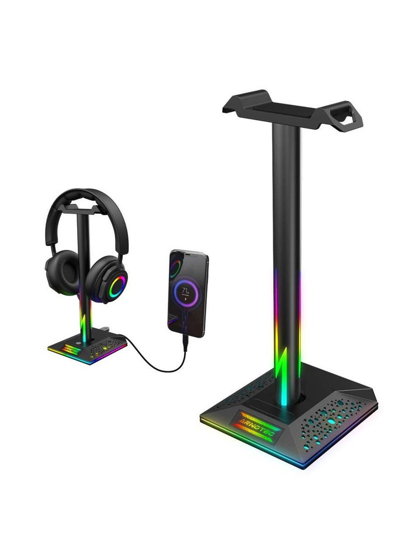 ARNOTEC - Universal Game Headset Hanging Bracket RGB 10 Kinds of Lighting Effects Dual USB Interface Desktop Support Headset - Image 1
