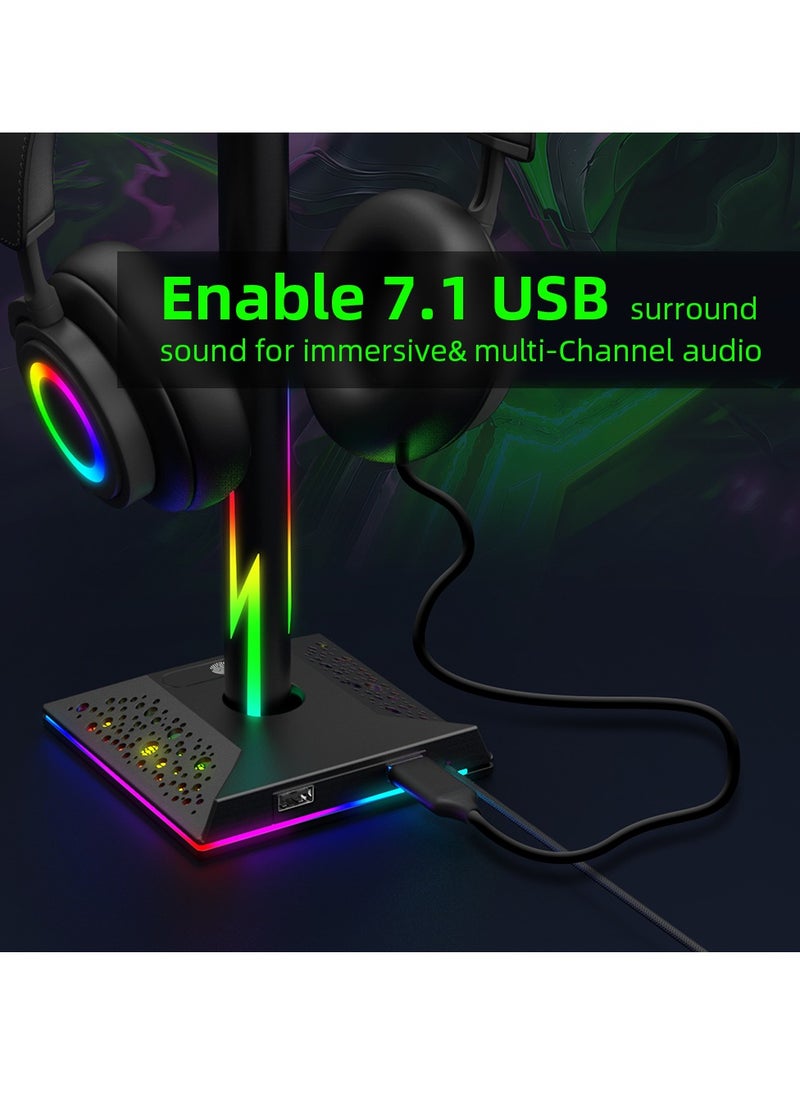 ARNOTEC - Universal Game Headset Hanging Bracket RGB 10 Kinds of Lighting Effects Dual USB Interface Desktop Support Headset - Image 1