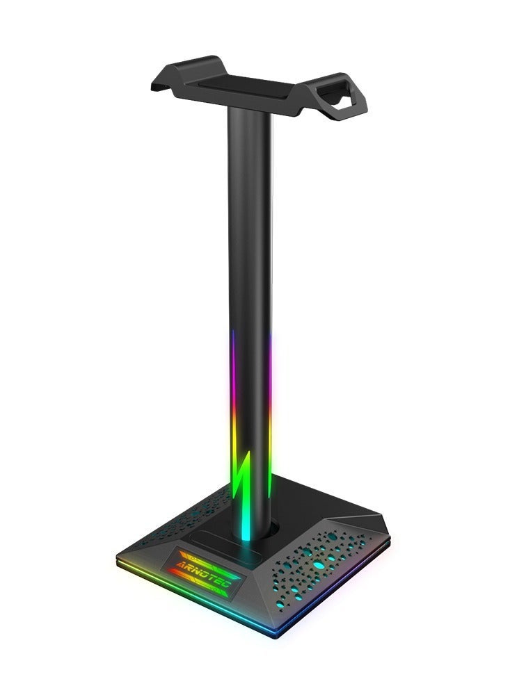 ARNOTEC حامل سماعة الألعاب العالمي مع 10 أنواع من تأثيرات الإضاءة RGB وواجهة USB مزدوجة ودعم سطح المكتب - Image 4