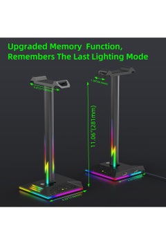 ARNOTEC حامل سماعة الألعاب العالمي مع 10 أنواع من تأثيرات الإضاءة RGB وواجهة USB مزدوجة ودعم سطح المكتب  - Image 4