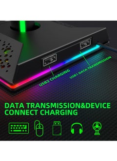 ARNOTEC حامل سماعة الألعاب العالمي مع 10 أنواع من تأثيرات الإضاءة RGB وواجهة USB مزدوجة ودعم سطح المكتب  - Image 5