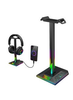 ARNOTEC حامل سماعة الألعاب العالمي مع 10 أنواع من تأثيرات الإضاءة RGB وواجهة USB مزدوجة ودعم سطح المكتب  - Image 1