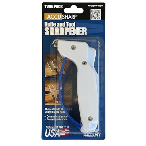 AccuSharp Hand-Held Carbide Blade Sharpener, Kitchen Knife and Chef Knife Sharpener, Professional Chef Grade Sharpening Tool, Restore and Hone Straight & Serrated Knives, 2-Pack, White - Image 2