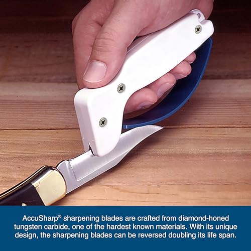 AccuSharp Hand-Held Carbide Blade Sharpener, Kitchen Knife and Chef Knife Sharpener, Professional Chef Grade Sharpening Tool, Restore and Hone Straight & Serrated Knives, 2-Pack, White - Image 4