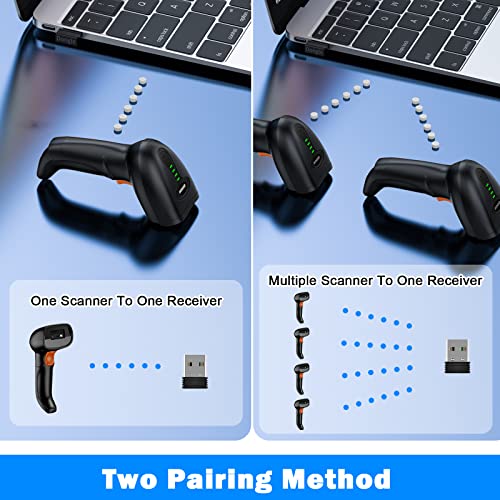 Symcode Upgraded Wireless 2D Barcode Scanner with Auto-Sensing Stand,Putting on Stand to Scan Automatically Sense Scanning Bluetooth Barcode Scanner with Battery Level Indicator More-to-one Mode - Image 4