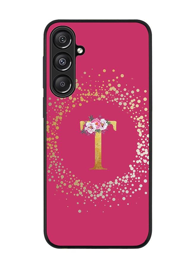 Stylizedd For Samsung Galaxy A16 / A16 5G Case,Slim fit Camera Protection, Shockproof Thin Phone cover - Custom Monogram Floral - T ( Deep Pink ) - Image 1