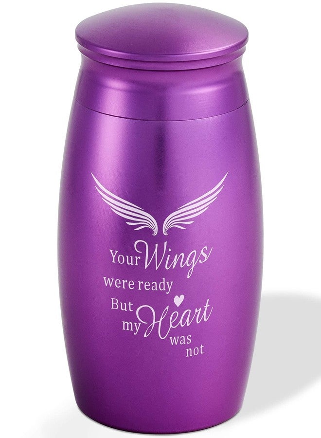 LINES ARTE Mini Keepsake Urn for Adult Ashes Female/Mom/Women/Grandma with Angel Wings, 1.7x2.6Inch Tall Small Purple Urns for Human Ashes, Little Decorative Memorial Keepsake - Image 2