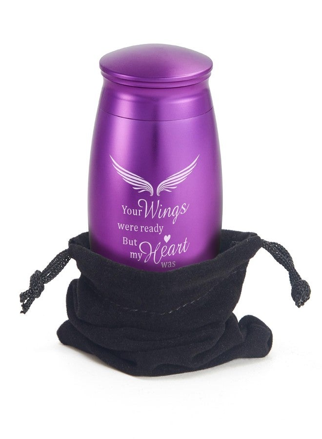 LINES ARTE Mini Keepsake Urn for Adult Ashes Female/Mom/Women/Grandma with Angel Wings, 1.7x2.6Inch Tall Small Purple Urns for Human Ashes, Little Decorative Memorial Keepsake - Image 4
