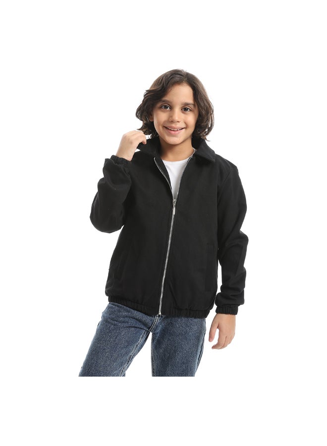 Andora A formal Sleek And Edgy Turned Down Collar Gabardine Winter Jacket _ Black - Image 5