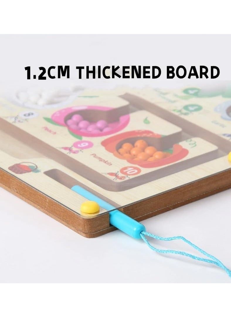 F.A.M.S Fine Motor Skills Learning Wooden Toys, Magnetic Color and Number Matching Counting Maze Game, for Toddlers and Preschoolers (Vegetables)  - Image 3
