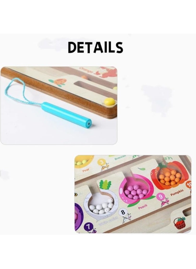 F.A.M.S Fine Motor Skills Learning Wooden Toys, Magnetic Color and Number Matching Counting Maze Game, for Toddlers and Preschoolers (Vegetables)  - Image 4