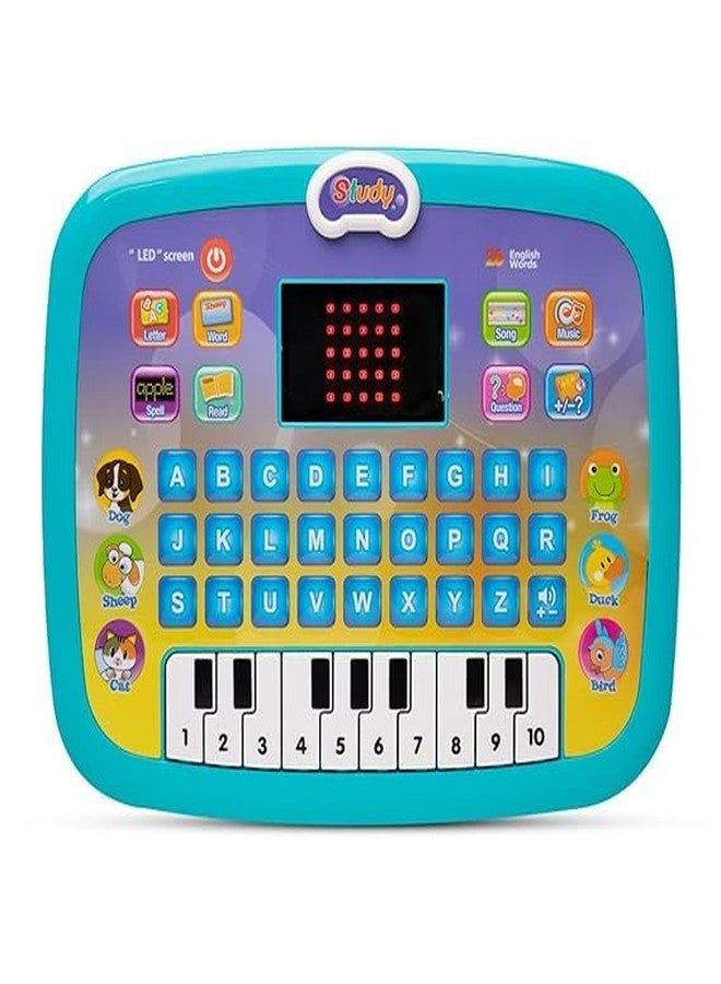 HELLYZ Learning Educational Kids Computer Piano Laptop with LED Screen & Music Interactive Fun Learning Tablet Toy for Toddlers & Kids 1-6 Years Alphabet, Numbers, Words, Games & Piano Multicolour - Image 1