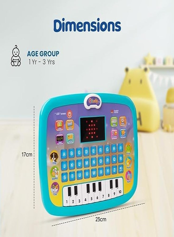 HELLYZ Learning Educational Kids Computer Piano Laptop with LED Screen & Music Interactive Fun Learning Tablet Toy for Toddlers & Kids 1-6 Years Alphabet, Numbers, Words, Games & Piano Multicolour - Image 2