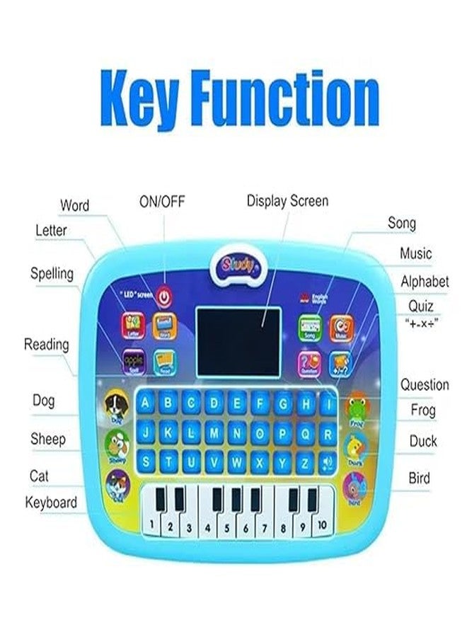 HELLYZ Learning Educational Kids Computer Piano Laptop with LED Screen & Music Interactive Fun Learning Tablet Toy for Toddlers & Kids 1-6 Years Alphabet, Numbers, Words, Games & Piano Multicolour - Image 4