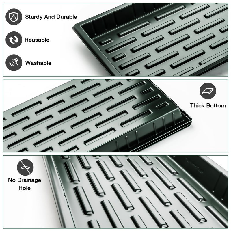 RooTrimmer 10 Pack Heavy Duty 1020 Trays No Holes - 1.6 Inch Deep Shallow Nursery Flats, Reusable Seed Starter Trays for 72/128 Cell Inserts, Microgreens, Seedling and Hydroponics (Dark Green) - Image 4