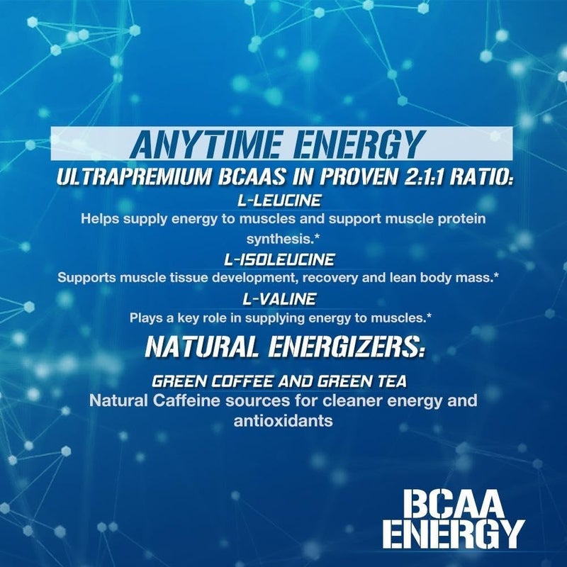 Evlution مسحوق الأحماض الأمينية EVL BCAAs  طاقة BCAA قبل التمرين لاستعادة العضلات والنمو النحيف والقدرة على التحمل  مشروب استعادة ما بعد التمرين مع كافيين طبيعي  توت أزرق - Image 3