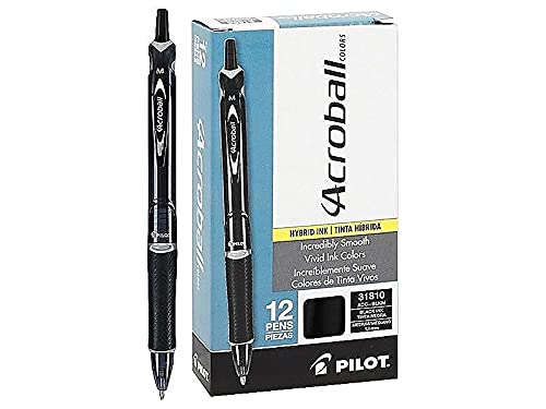 PILOT Acroball Colors Advanced Ink Refillable & Retractable Ball Point Pens, Medium Point, Black Ink, 12-Pack (31810) - Image 5