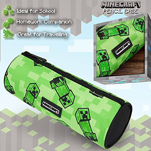 Minecraft Boy's Gamer School Pencil Case Round 22 cm Video Games Design Green - Image 4