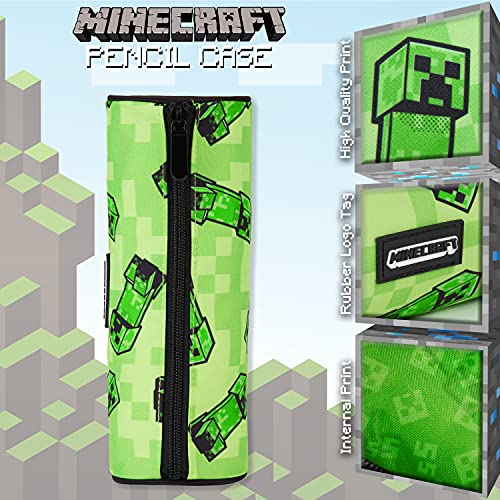 Minecraft Boy's Gamer School Pencil Case Round 22 cm Video Games Design Green - Image 2