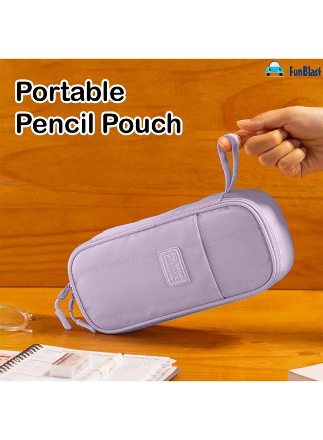 فنبلاست حافظة أقلام فن بلاست كبيرة السعة، متعددة الجيوب بسحاب مزدوج، حقائب لطيفة للفتيات، حقيبة تنظيم أدوات مكتبية، حقيبة أنيقة، حافظة أقلام كاواي (أرجوانية) - Image 5