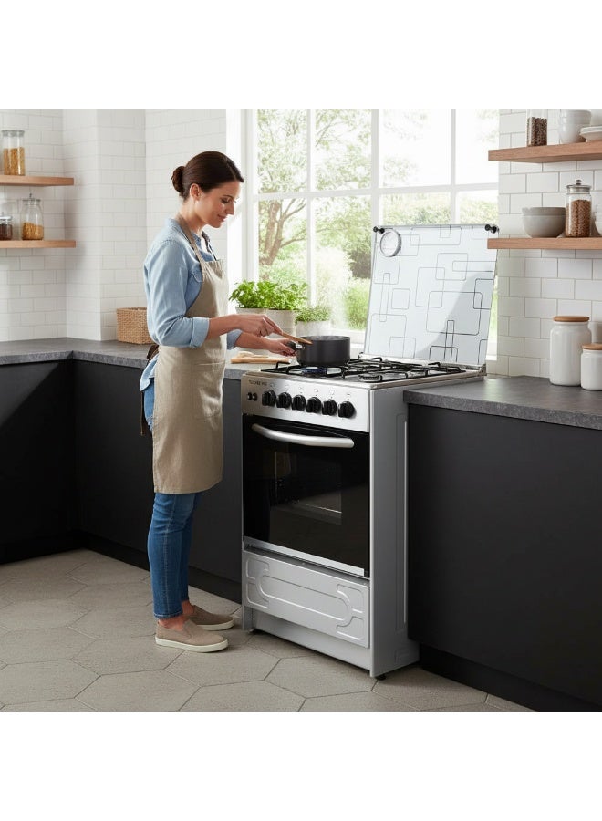 Techno Fire self ignition Silver Cooker With Grill 4 Burners 55x55cm - Image 4
