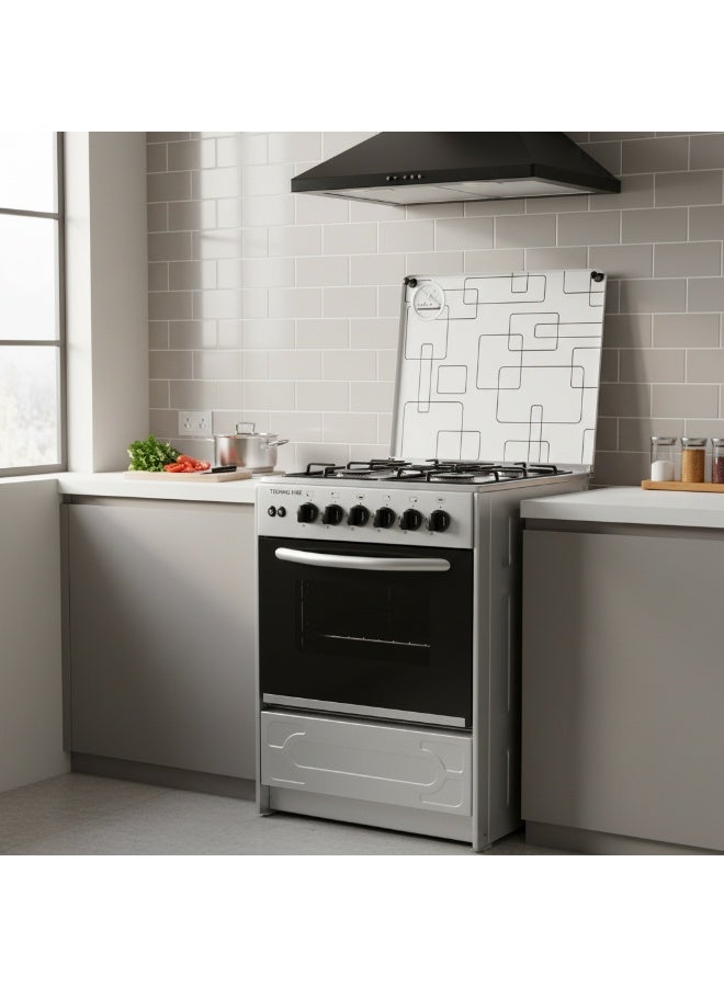 Techno Fire self ignition Silver Cooker With Grill 4 Burners 55x55cm - Image 3