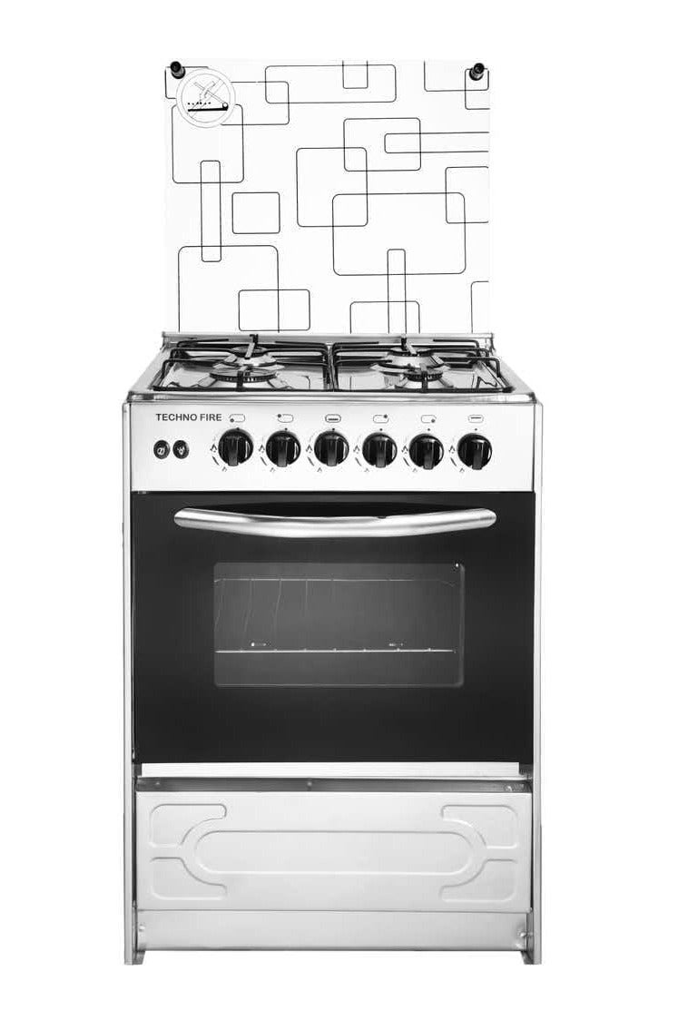 Techno Fire self ignition Silver Cooker With Grill 4 Burners 55x55cm - Image 1