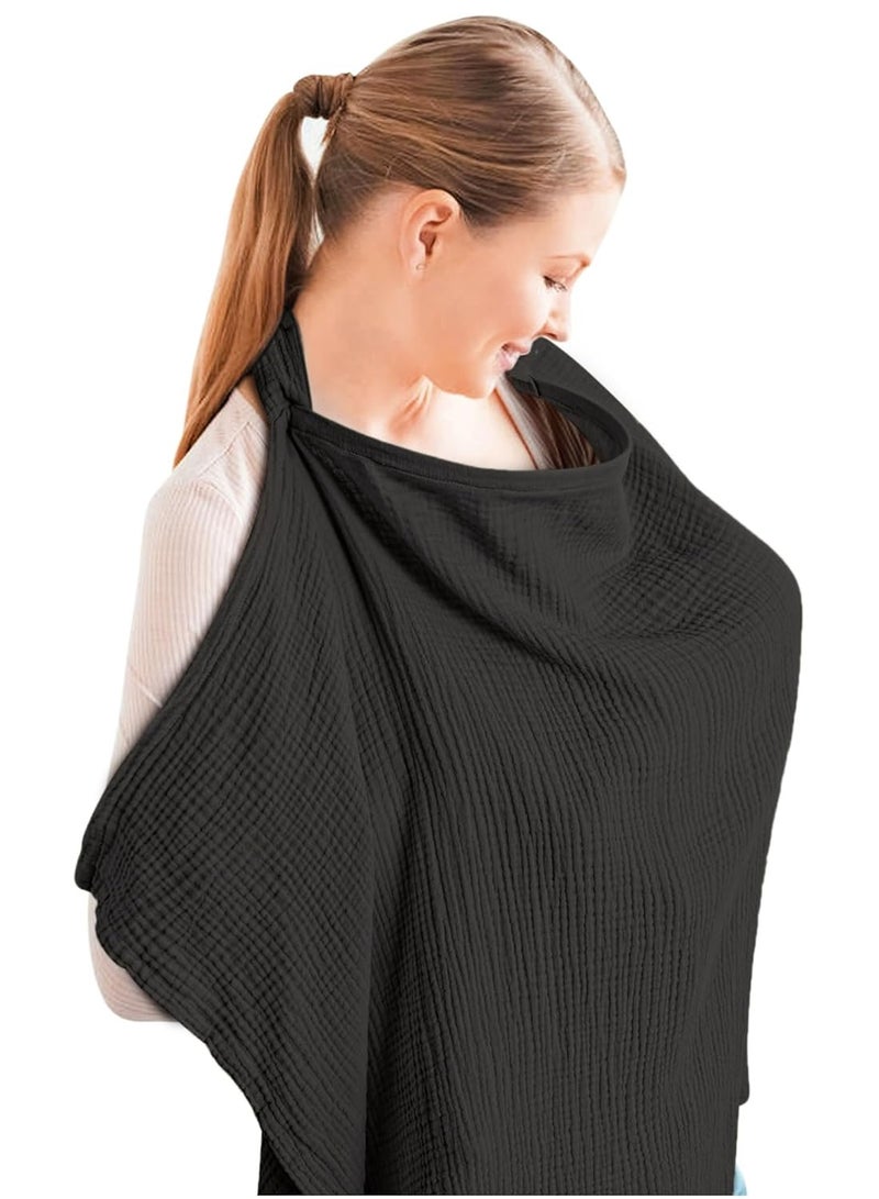 Muslin Nursing Cover for Baby Breastfeeding Breathable 100% Cotton Breastfeeding Cover with Rigid Hoop for Mother Nursing Apron  - Image 1