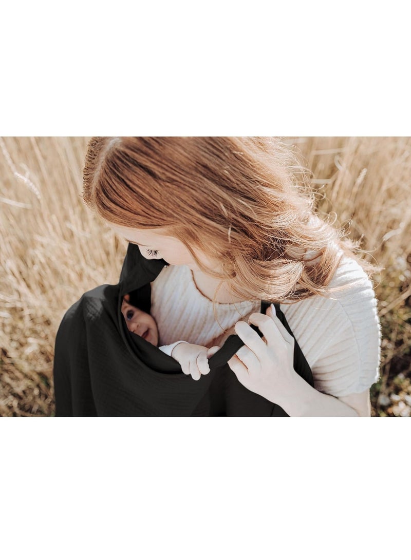 Muslin Nursing Cover for Baby Breastfeeding Breathable 100% Cotton Breastfeeding Cover with Rigid Hoop for Mother Nursing Apron  - Image 4