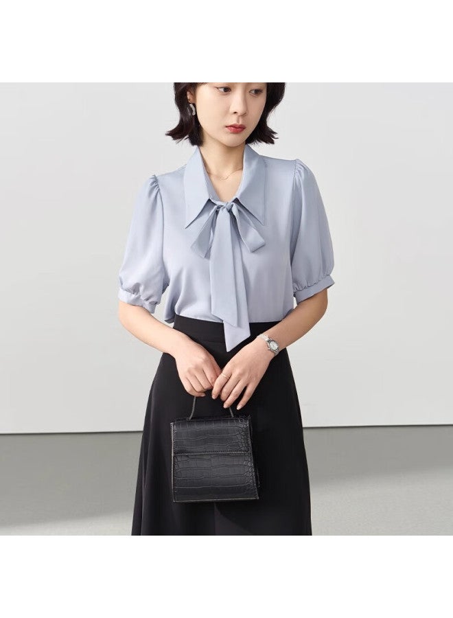 Lady Bird Miss Bird White Short Sleeve Shirt Women Summer Teacher Wear Chiffon Formal Top Interview Professional Attire Blouse - Image 2
