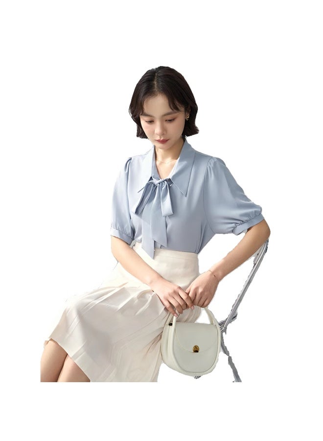 Lady Bird Miss Bird White Short Sleeve Shirt Women Summer Teacher Wear Chiffon Formal Top Interview Professional Attire Blouse - Image 5