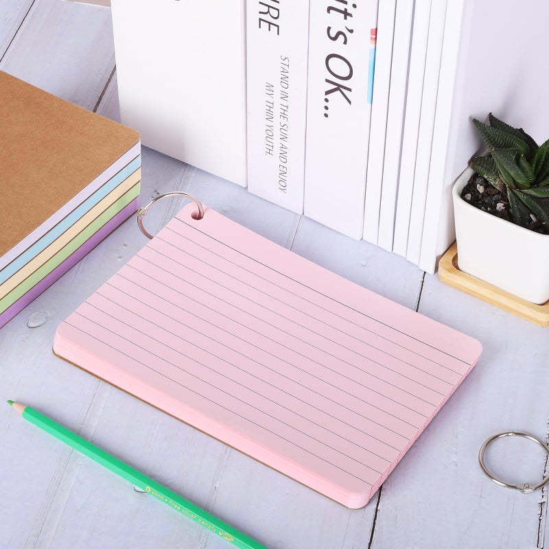 zmybcpack 6 Pack 360 Pcs Lined Index Cards 5 x 8 Inches, Assorted Colored Flash Cards with Ring, Lined Note Cards Study Flashcards for School, Office, College - Image 5