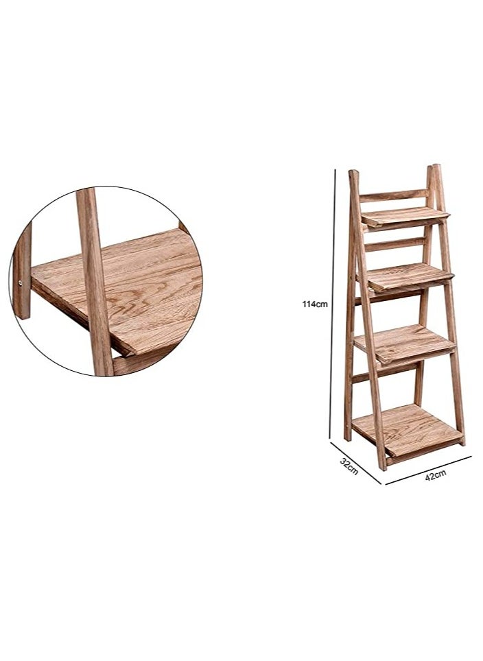 HOME TASTE - 4-Tier Wooden Ladder Plant Stand - Foldable Display Shelf For Flowers And Plants - Indoor Corner Storage Shelves With Free Installation - Stylish Bookshelf For Garden,Balcony (Natural) - Image 1