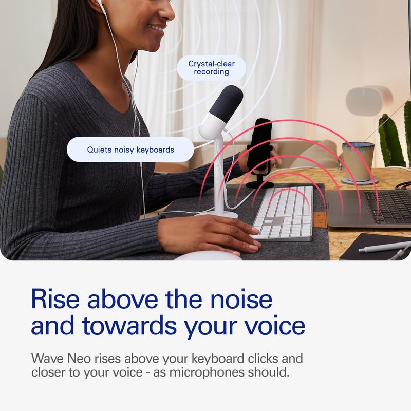 elgato ميكروفون إلجاتو ويف نيو - ميكروفون مكثف USB، اضغط لكتم الصوت، للألعاب، البث، الاجتماعات، تسجيل الصوت على Teams/Zoom/OBS/Twitch/YouTube والمزيد، توصيل وتشغيل، يعمل على اللابتوب، الكمبيوتر، ماك، آيباد، آيفون - Image 3