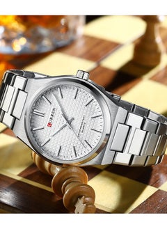 CURREN CURREN 8439M Men Quartz Minimalist Grid Business Watch Stainless Steel Band Alloy Case Fashion Multifunction Wristwatch Abrastion Resistant glass 3ATM Luminous Display Watch  - Image 4