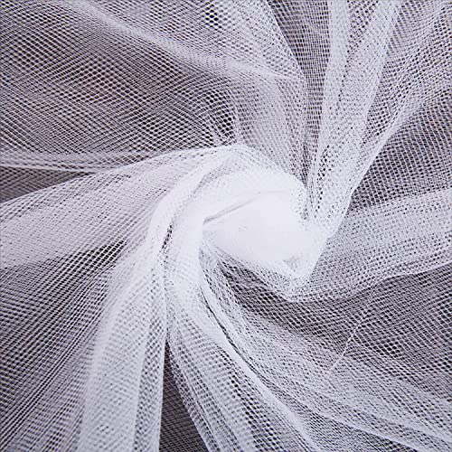 INKAJ Multi Purpose Solid Nylon Soft Net Combination Fabric - for Wedding, Parties, Costumes, and Decoration (16.4 x 4 Feet, White) - Image 1