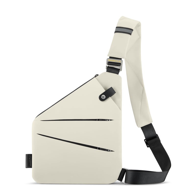 WANDER PLUSÂ® Anti Theft Crossbody Travel Bag for Women Men, Multi-Pocket Crossbody Bag, Slim Sling Bag with Adjustable Strap, Ivory White - Image 1