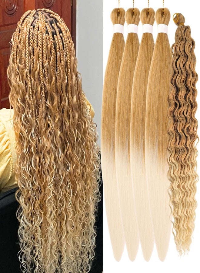 Leticia Blonde Braiding Hair Pre Stretched for Boho Braids hypoallergenic Colored 27/613# Ombre Braiding Hair Extensions with Boho Curls Bohemian Crochet Braids - Image 1