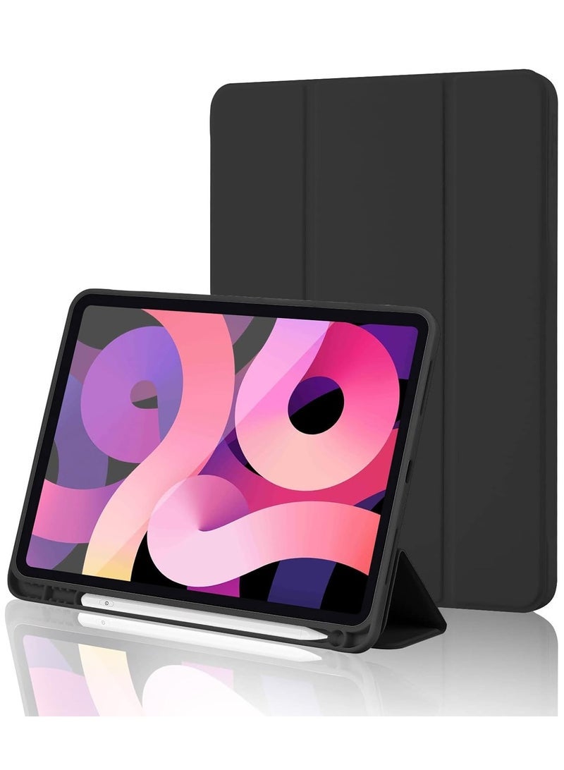 SmartGrist iPad 10th Generation Case 2022 with Pencil Holder - Soft TPU Back Protective Smart Trifold Stand Cover for iPad 10.9 Inch (10th Gen), Auto Wake/Sleep - Black - Image 1
