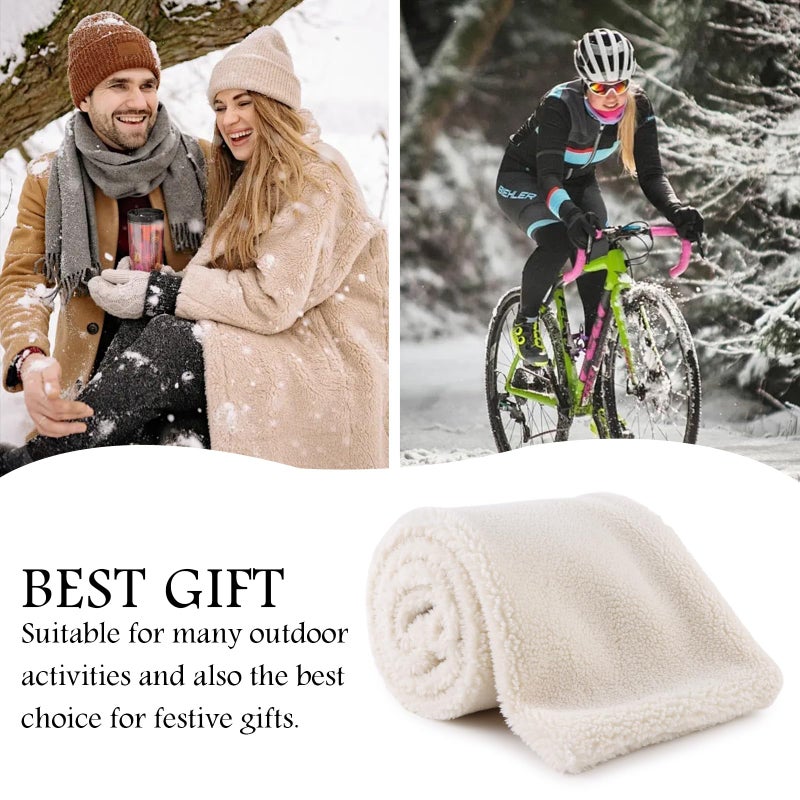 PESAAT Women Winter Scarf Fleece Lady Neck Warmer Classic Scarves for Women Cold Weather (White) - Image 5
