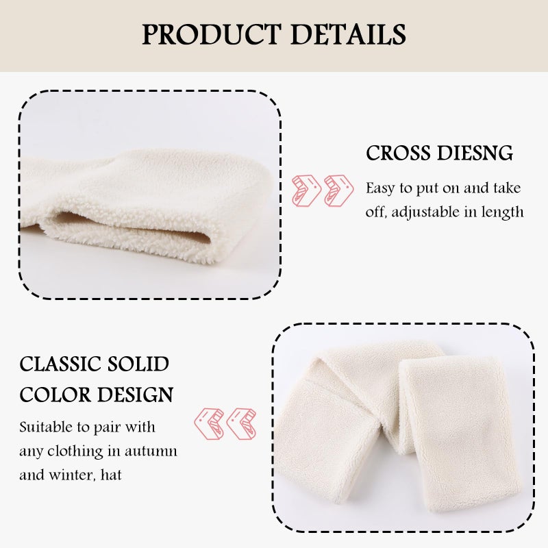 PESAAT Women Winter Scarf Fleece Lady Neck Warmer Classic Scarves for Women Cold Weather (White) - Image 3