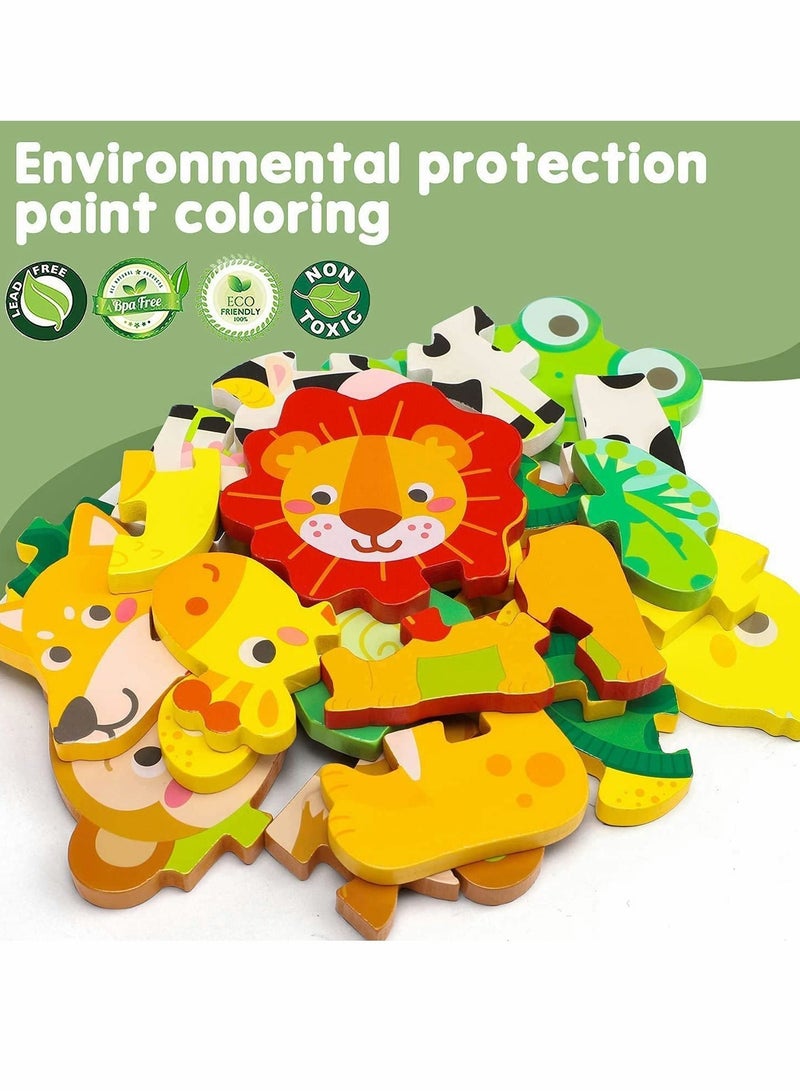 NIBEMINENT 8 Pack Wooden Puzzles for Toddlers - Animal Shape Montessori Toy Jigsaw Early Learning Preschool Educational Gifts 1 2 3 Years Old  - Image 3