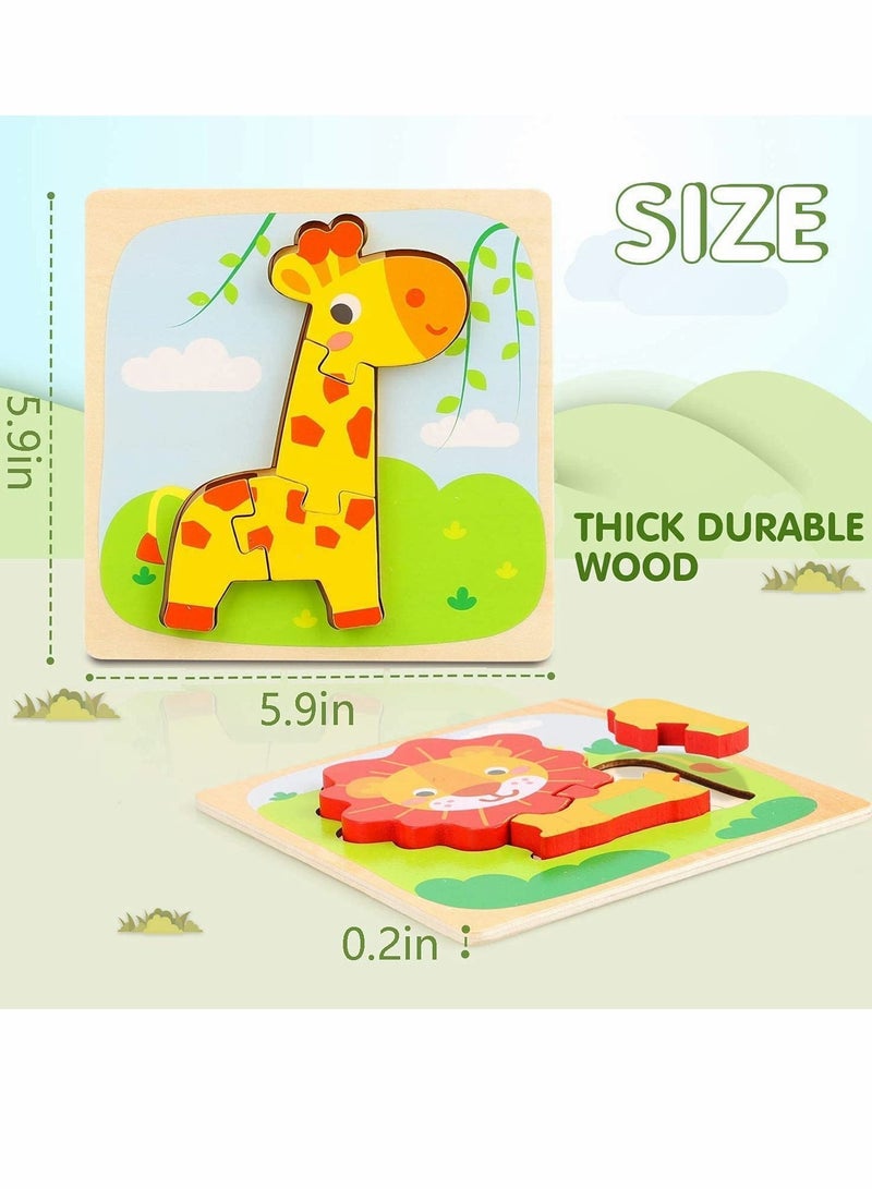 NIBEMINENT 8 Pack Wooden Puzzles for Toddlers - Animal Shape Montessori Toy Jigsaw Early Learning Preschool Educational Gifts 1 2 3 Years Old  - Image 5