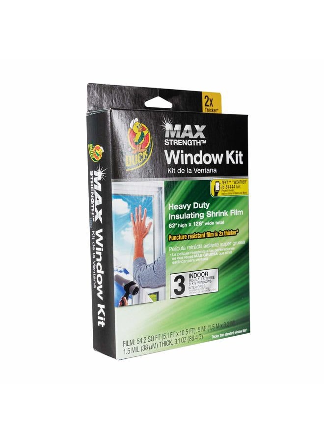 Duck MAX Strength Heavy Duty Insulating Film Window Kit, 3-Window, 62-Inch x 126-Inch, Indoor, 284351 - Image 1