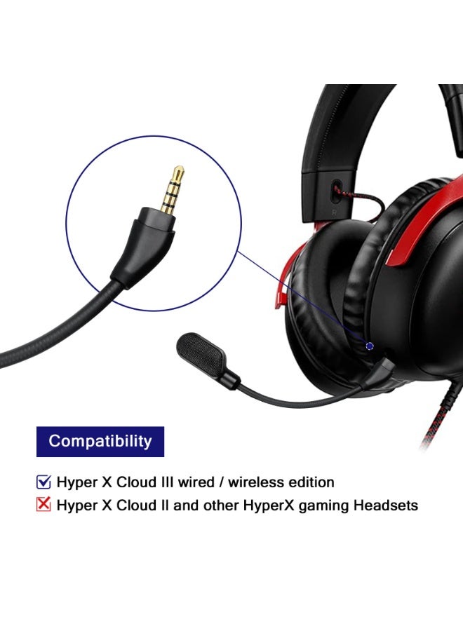 شابية بديل ميكروفون مُحسّن يناسب سماعات الرأس السلكية/اللاسلكية للألعاب HyperX Cloud III، ميكروفون احتياطي قابل للفصل لإلغاء الضوضاء للدردشة الصوتية للألعاب Crystal - Image 2